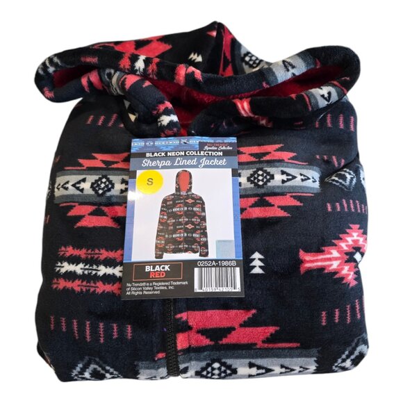 Silk Touch Zipped Sherpa Lined Jacket with Hoodie & Side Pockets - Adult-UNISEX - Picture 5 of 16